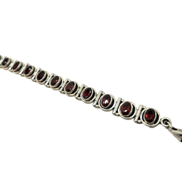 Nicky Butler Garnet Gemstone Bracelet Vintage .925 Sterling Silver - Picture 1 of 12